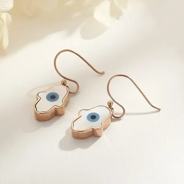 Wholesale Fashion Devil's Eye Palm Titanium Steel Drop Earrings Plating Stainless Steel Earrings