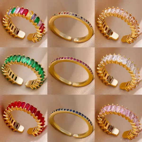 Wholesale Jewelry IG Style Elegant Geometric Copper Open Rings