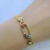 Wholesale Oval Electroplated Copper Bracelet For Women With 18K Real Gold Water Plating And Zircon Inlay, Featuring Round Bead Woven Chain