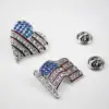 Wholesale American Flag Pin In White & Blue Zinc Alloy With Diamond Craft, Stylish Flag Brooches