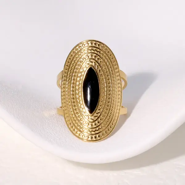 oly-5f933065228497cd522842b70116a95d Wholesale PVD Coated Real Gold Plated 18K Gold Geometric 304 Stainless Steel Vintage Style Simple Style IG Style Waterproof Non Tarnish Open Rings