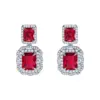 Wholesale Brass Inlay Rectangle Artificial Crystal Zircon Drop Earrings