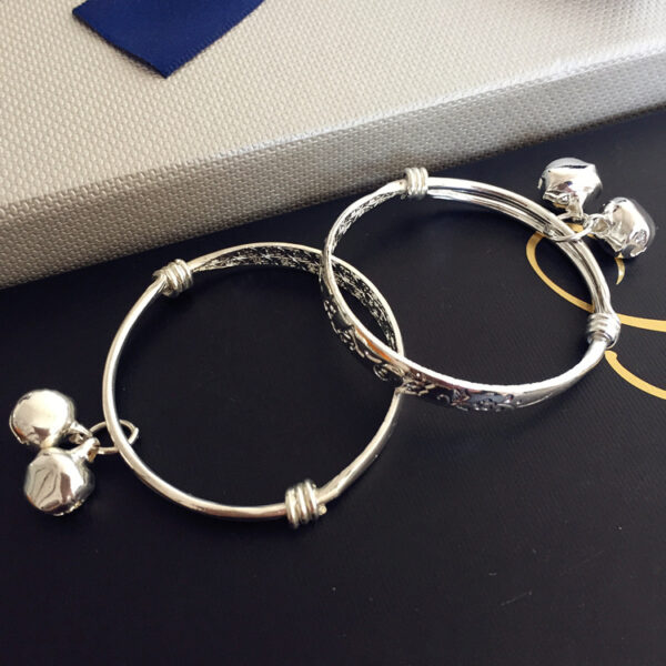oly-5f9892ca1a54bcf03fff79251d46af67 Wholesale Children's Safety Bracelet Boys and Girls Baby Silver Bracelet Full Moon One Year Old Bracelet Fashion Simple Bracelet Accessories