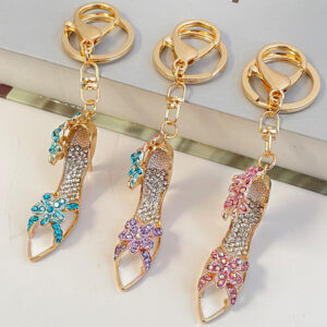 Wholesale Color Diamond High Heels Car Keychain Bag Accessories Pendant Key Chain Small Gift Hanging Buckle