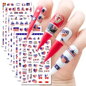 Wholesale Independence Day Series American Flag Manicure Stickers Nail Stickers 8 Set Manicure Accessories