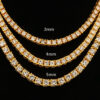 Wholesale Electroplated alloy tennis chain with gold rhinestones, a row of tennis chains, gold and silver necklaces