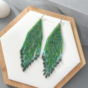 Wholesale Original Design Handmade Rice Bead Tassel Earrings European and American Personalized Bohemian Tassel Earrings
