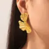 Wholesale PVD Coated Real Gold Plated 18K Gold Petal 304 Stainless Steel Simple Style Waterproof Non Tarnish Ear Studs