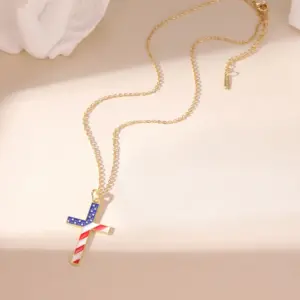 American Independence Day Necklace Cross