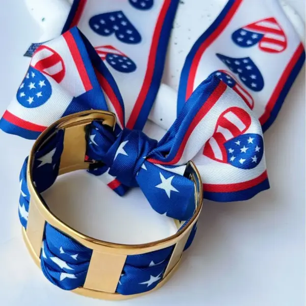 Wholesale American Flag Bangle For Women In 304 Stainless Steel With Electroplated 18K Real Gold Plated Finish, Perfect For Independence Day
