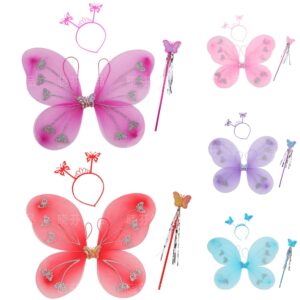 Wholesale Hot sale net red butterfly wings children's back decoration magic stick butterfly headband three-piece set stage clothing props