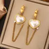 Wholesale 304 Stainless Steel Plastic Round Heart Shape PVD Coated Plastic 18K Gold Plated Elegant Baroque Style Waterproof Non Tarnish Plating Inlay Gold Drop Earrings Ear Studs