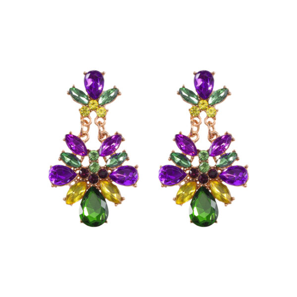 oly-5fc5d65bd6ab2b024cb37a873ec49ded Wholesale Green shengpa festival earrings irregular crystal flower earrings light luxury high-grade design