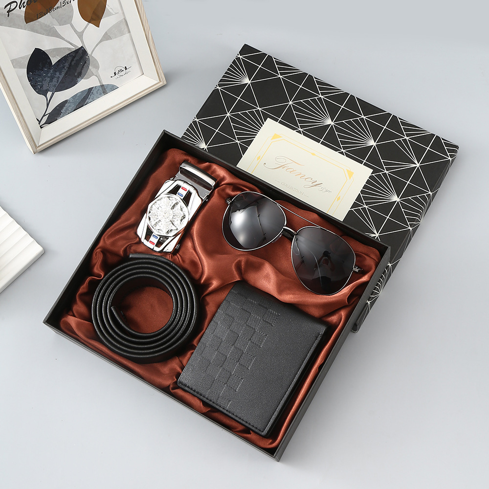 Wholesale Cross-border Welfare Products Advanced Gift Box Gift Men's Belt Summer Sunglasses Fashion Wallet Practical Father's Day suit
