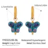 Wholesale PVD Coated Real Gold Plated 18K Gold Butterfly 304 Stainless Steel Modern Style Pastoral Waterproof Non Tarnish Drop Earrings