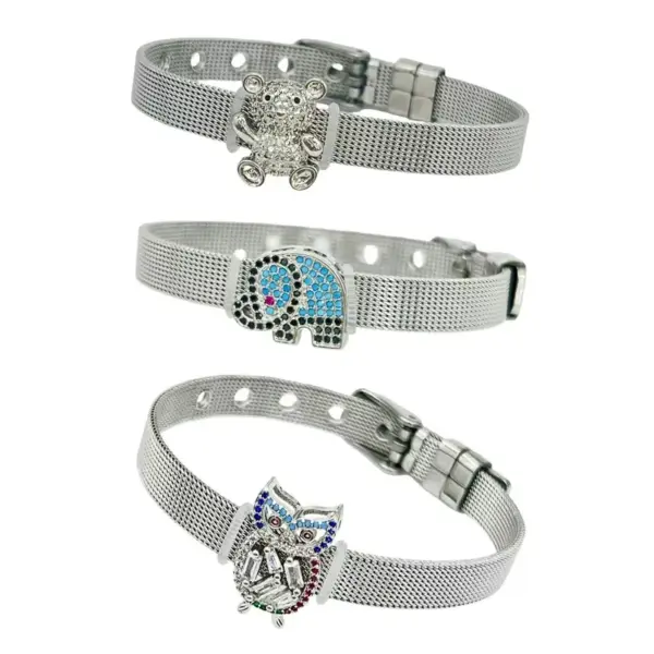 Wholesale Unisex Animal Bracelet With Bezel Setting, PVD Coated 304 Stainless Steel Featuring Zircon Inlay And 0.03µm Gold Plating Thickness