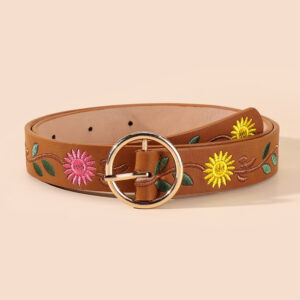oly-5fd4d8d68e8d6e7a0ec8de0e15c1fd6e Wholesale Belt for Women with Chrysanthemum Embroidered Bottom Round Buckle 2.7 Versatile Fashion Personalized Factory Direct Supply Casual and Versatile