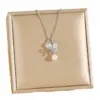 Wholesale Fashion Vacuum Electroplated Imitation Gold Pearl Butterfly Inlaid Titanium Steel Necklace For Women Simple Heart-shaped Collarbone Chain Jewelry Elegant Quality