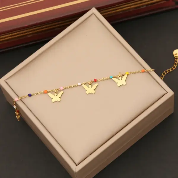 Wholesale PVD Coated 18K Gold Real Gold Plated Star Heart Shape Butterfly Stainless Steel Artistic Commute Waterproof Non Tarnish 304 Stainless Steel Bracelets