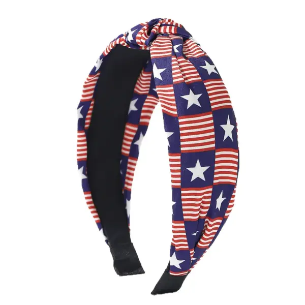 Wholesale American Independence Day Star Element Retro Knot Headband Sweat-Absorbing Yoga Running Sports Headband Black White Red Dark Blue