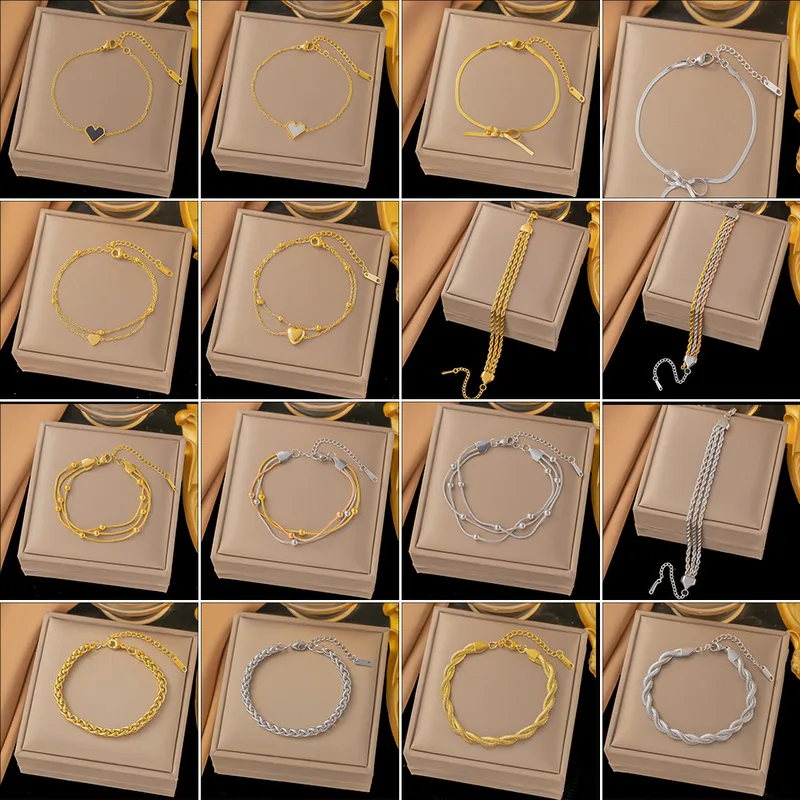 Wholesale PVD Coated Real Gold Plated Solid Color Titanium Steel Basic Waterproof Non Tarnish Titanium Steel Bracelets