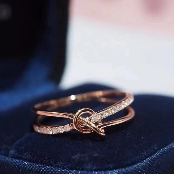 Wholesale ring female fashion opening design fashion small fresh row drill cross diamond ring for women