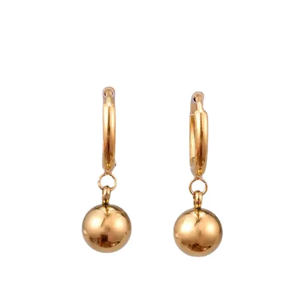 Wholesale Simple Style Round Titanium Steel Plating Drop Earrings 1 Pair