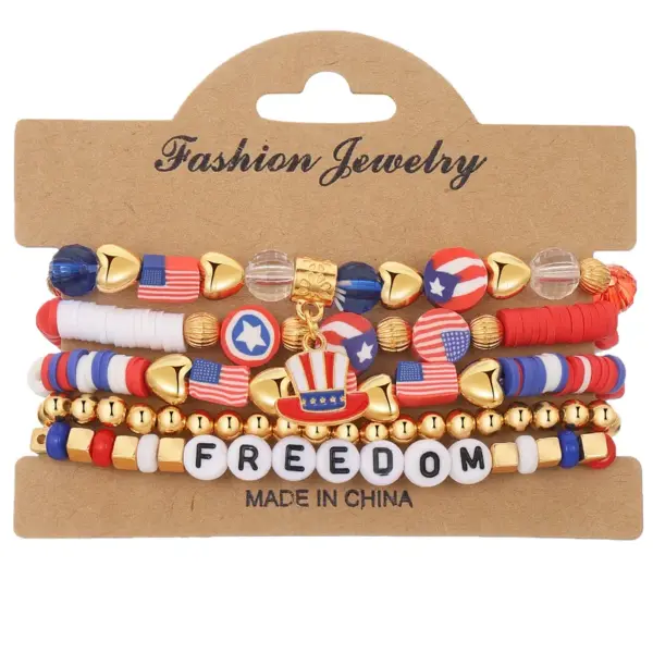 Wholesale New American Independence Day Bracelet USA Flag USA Election Holiday Party Commemorates Patriotism Bracelet - Nihaojewelry