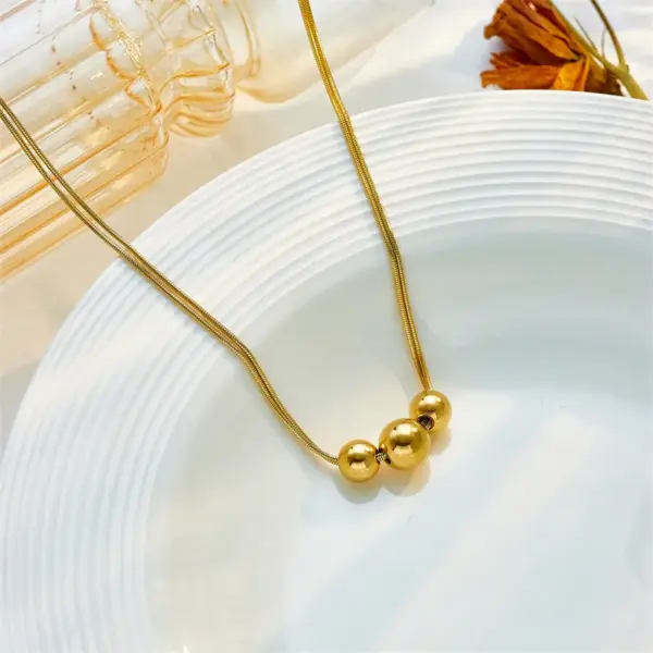 Wholesale Jewelry Basic Ball 304 Stainless Steel 18K Gold Plated Stainless Steel Necklaces
