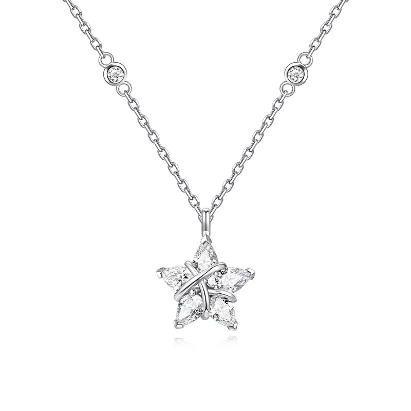 Wholesale 925 Sterling Silver Weaving Girl Star Necklace Female 2024 New Niche Design Sense Tanabata Valentine's Day Gift for Girlfriend