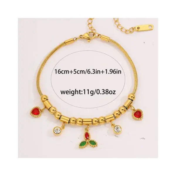 Wholesale Heart Shape Couple Bracelets Waterproof 304 Stainless Steel 18K Gold Electroplated Zircon Inlay Snake Chain