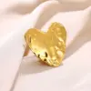 Wholesale PVD Coated Real Gold Plated Sun Star Heart Shape 304 Stainless Steel Hip-Hop Exaggerated Oversized Waterproof Non Tarnish Open Rings