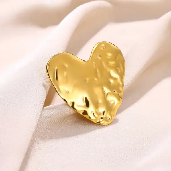 Wholesale PVD Coated Real Gold Plated Sun Star Heart Shape 304 Stainless Steel Hip-Hop Exaggerated Oversized Waterproof Non Tarnish Open Rings