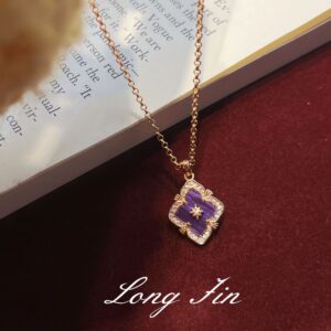 Xl026 champagne gold amethyst necklace