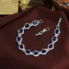 Wholesale Geometric Waterproof Non Tarnish Copper Bracelet For Women With Rhodium Plating And Zircon Inlay Featuring Tennis Chain