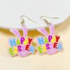 Wholesale Easter pink cartoon earrings sequined rabbit shape colorful graffiti earrings dopamine girl Street earrings
