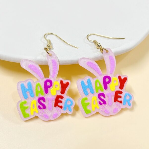Wholesale Easter pink cartoon earrings sequined rabbit shape colorful graffiti earrings dopamine girl Street earrings