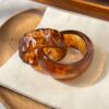 Wholesale resin acrylic niche wide bracelet women's Japanese and Korean retro minimalist fashion cold style amber bracelet