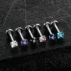 Wholesale Fashion Square Stainless Steel Inlay Zircon Lip Stud 1 Piece