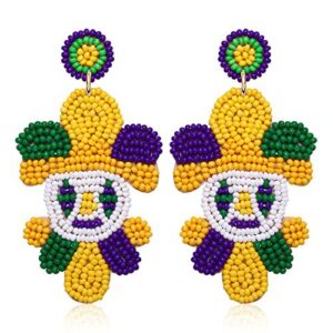 oly-60465e9f84036e1c0b78c014199510be Wholesale Mardi Gras Earrings Beaded Earrings Mask Alphabet Clown Carnival Rice Beads Earrings