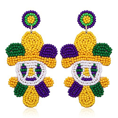 Wholesale European and American Cross-border Mardi Gras Earrings Beaded Earrings Mask Alphabet Clown Carnival Rice Beads Earrings