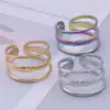 Wholesale PVD Coated Real Gold Plated 18K Gold Geometric 304 Stainless Steel Simple Style Waterproof Non Tarnish Open Rings