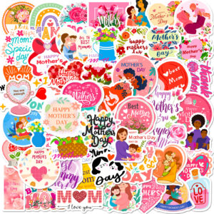 Wholesale 50 pieces I LOVE YOU MOM stickers Happy Mother's Day flowers bouquet baking cake label stickers