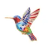 Wholesale Hummingbird Pin In Red Zinc Alloy Featuring Diamond Craftsmanship, Perfect For Independence Day