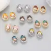Wholesale Asymmetrical Oil Painting Stud Earrings For Women With Copper And Baroque Pearl Inlay, Featuring 925 Sterling Silver Posts