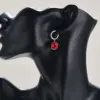 Wholesale 1 Pair Simple Style Square Plating Inlay Stainless Steel Glass Drop Earrings