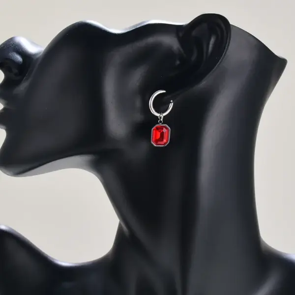 Wholesale 1 Pair Simple Style Square Plating Inlay Stainless Steel Glass Drop Earrings