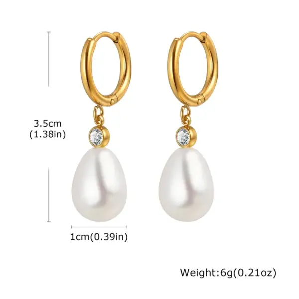 Wholesale PVD Coated Real Gold Plated 18K Gold Round 201 Stainless Steel Baroque Style Shiny Waterproof Non Tarnish Drop Earrings