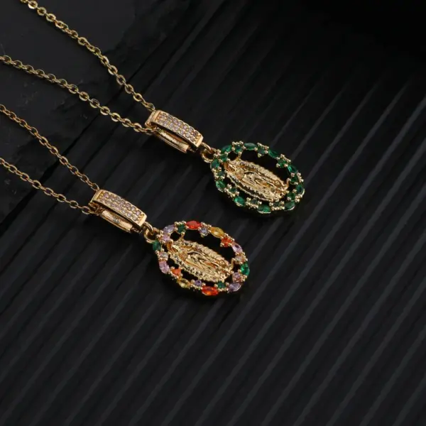 Wholesale Copper Human Vacuum Plating (Outside The Furnace) Zircon Unplated Precious Metal Pendant Necklace