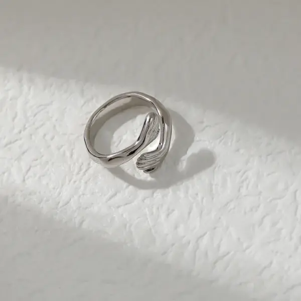 Wholesale Copper 14K Gold Plated White Gold Plated IG Style Modern Style Simple Style Plating Hand Hug Open Rings